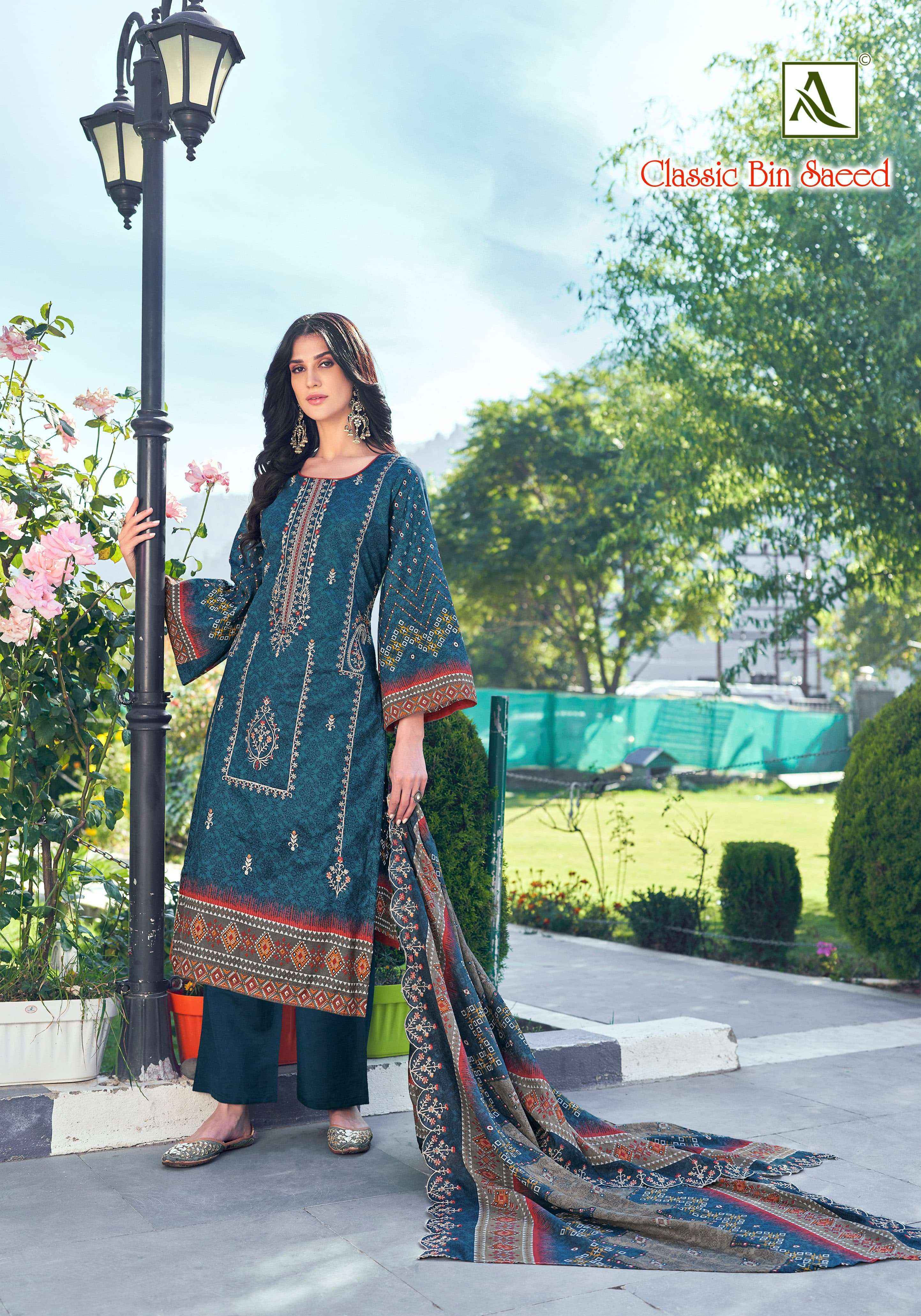 ALOK SUITS CLASSIC BIN SAEED WHOLESALE LADIES COTTON DESS MATERIAL ( 8 PCS CATALOG )