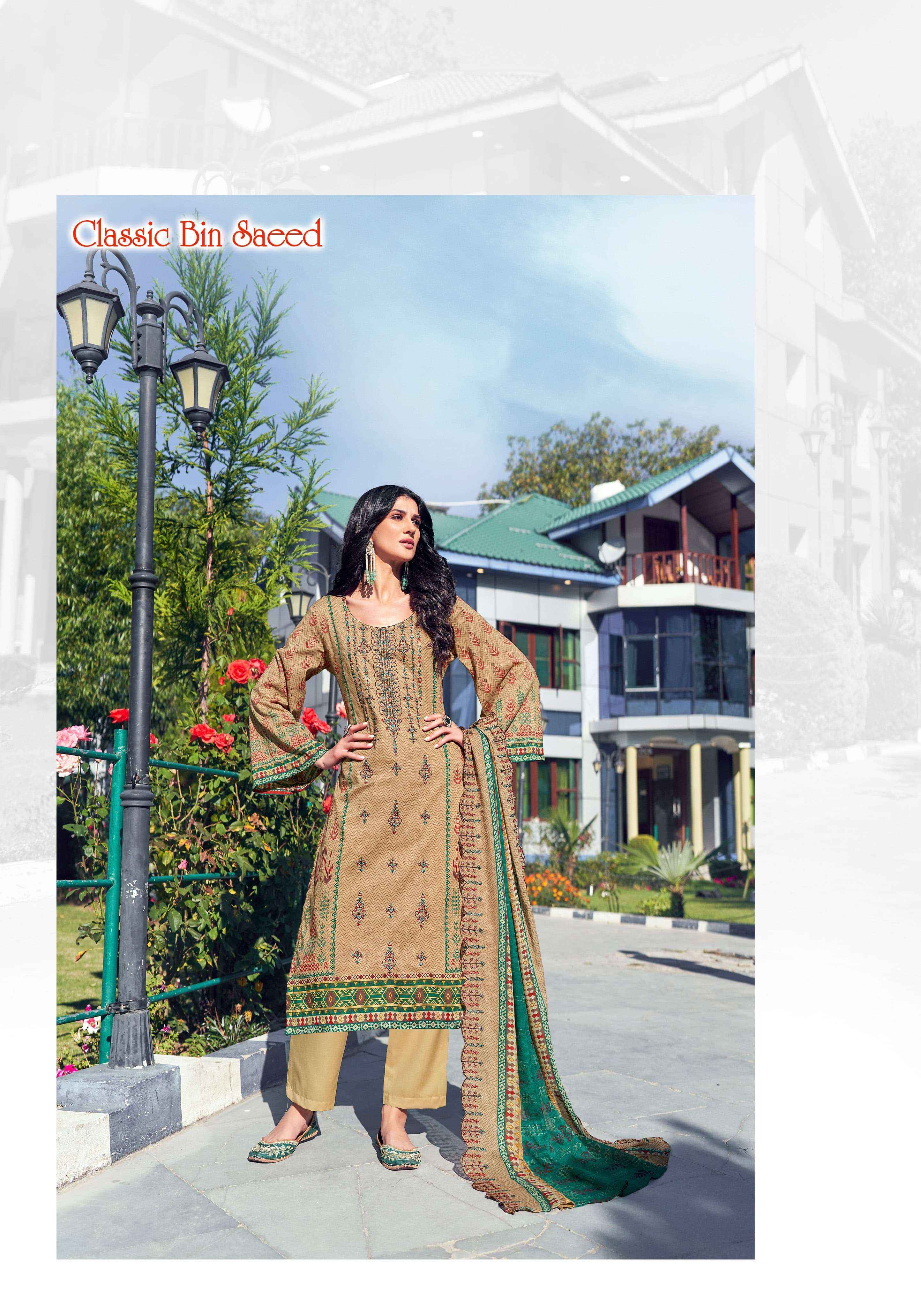 ALOK SUITS CLASSIC BIN SAEED WHOLESALE LADIES COTTON DESS MATERIAL ( 8 PCS CATALOG )