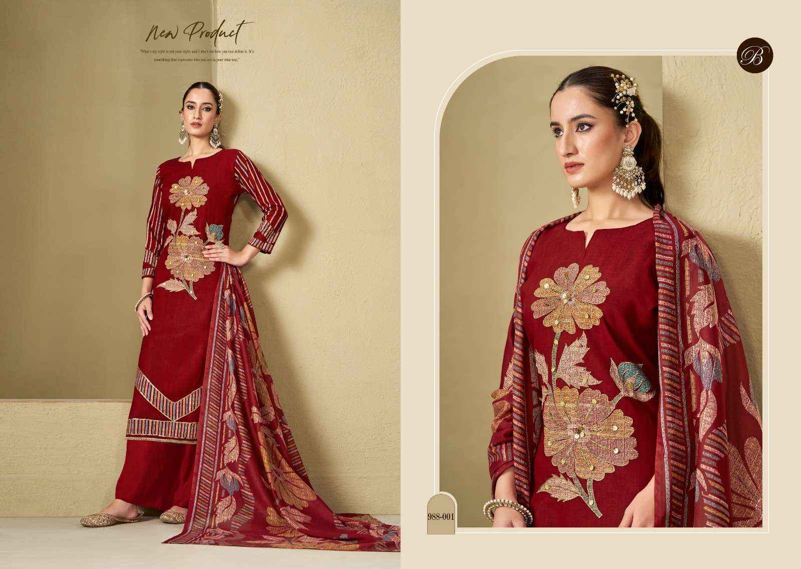 BELLIZA DESIGNER MANZIL VISCOSE DRESS MATERIAL WHOLESALE ( 4 PCS CATALOG )