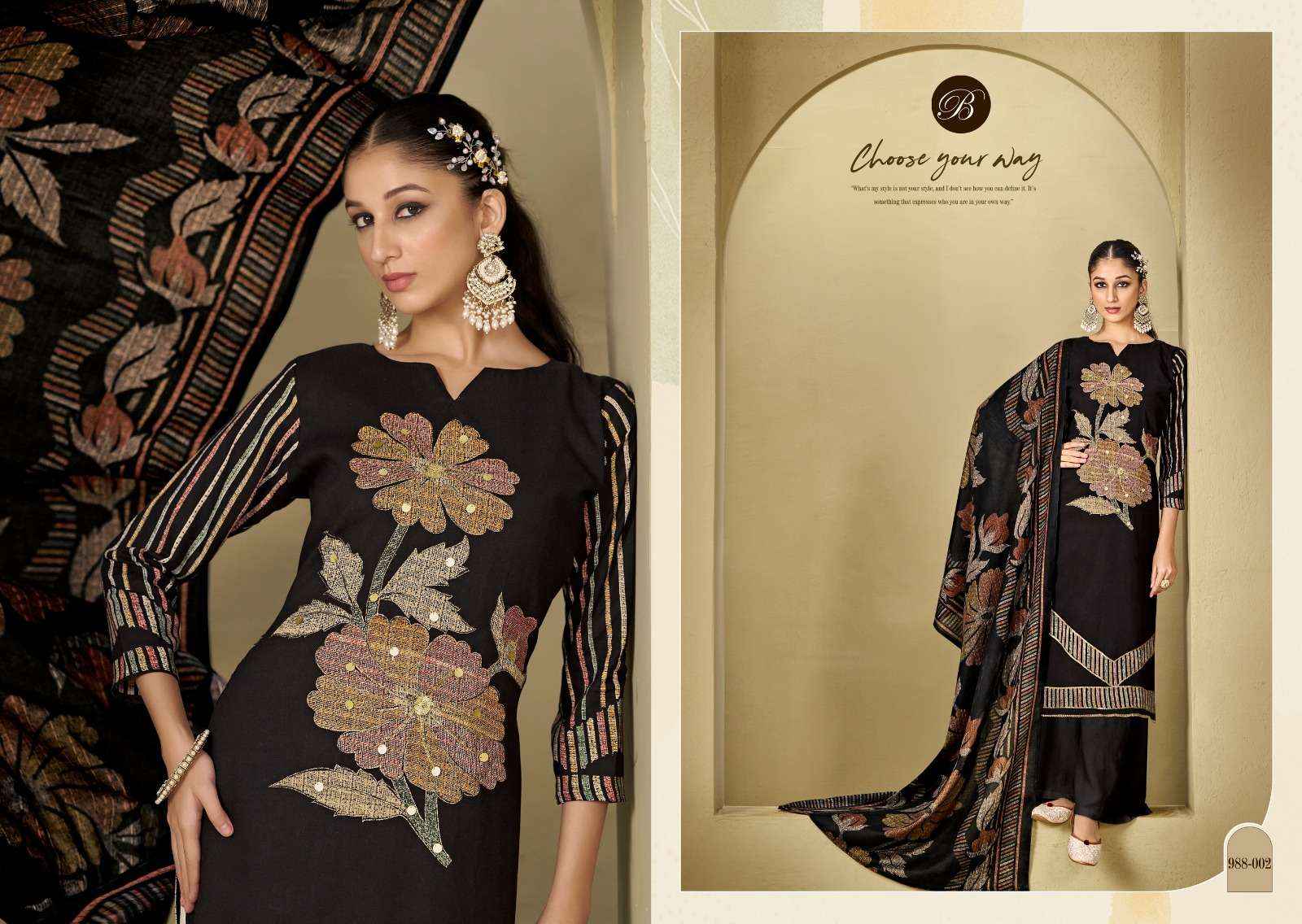 BELLIZA DESIGNER MANZIL VISCOSE DRESS MATERIAL WHOLESALE ( 4 PCS CATALOG )