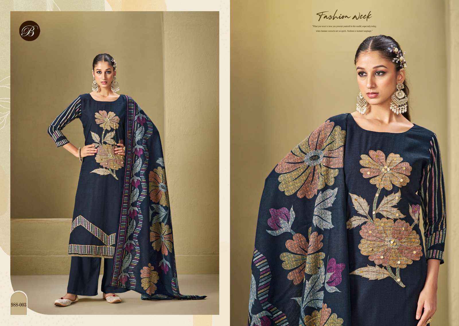 BELLIZA DESIGNER MANZIL VISCOSE DRESS MATERIAL WHOLESALE ( 4 PCS CATALOG )