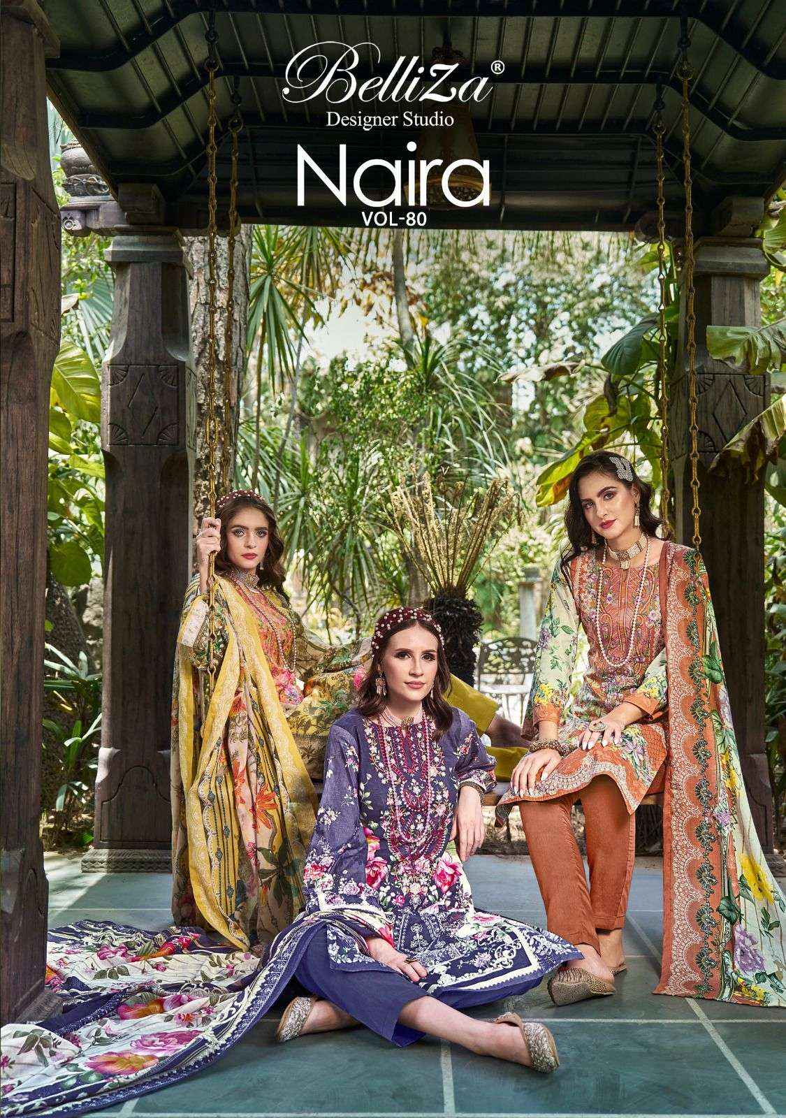 BELLIZA DESIGNER NAIRA VOL 80 WHOLESALE COTTON SALWAR KAMEEZ ( 8 PCS CATALOG )