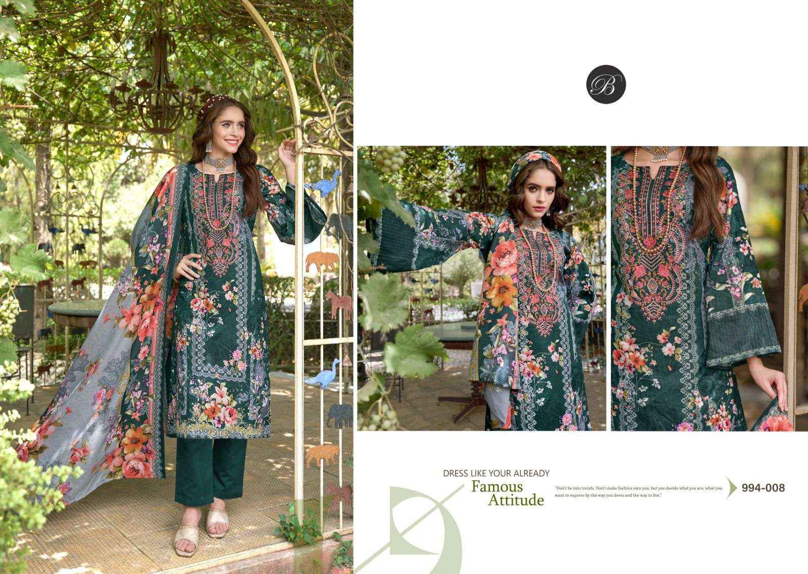 BELLIZA DESIGNER NAIRA VOL 80 WHOLESALE COTTON SALWAR KAMEEZ ( 8 PCS CATALOG )