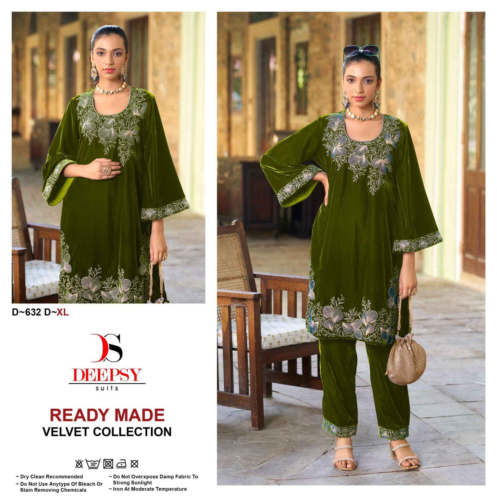 Deepsy Suits 632ABCD 11000 Velevt with heavy embroidery Suits Wholesale ( 4 Pcs Catalog )