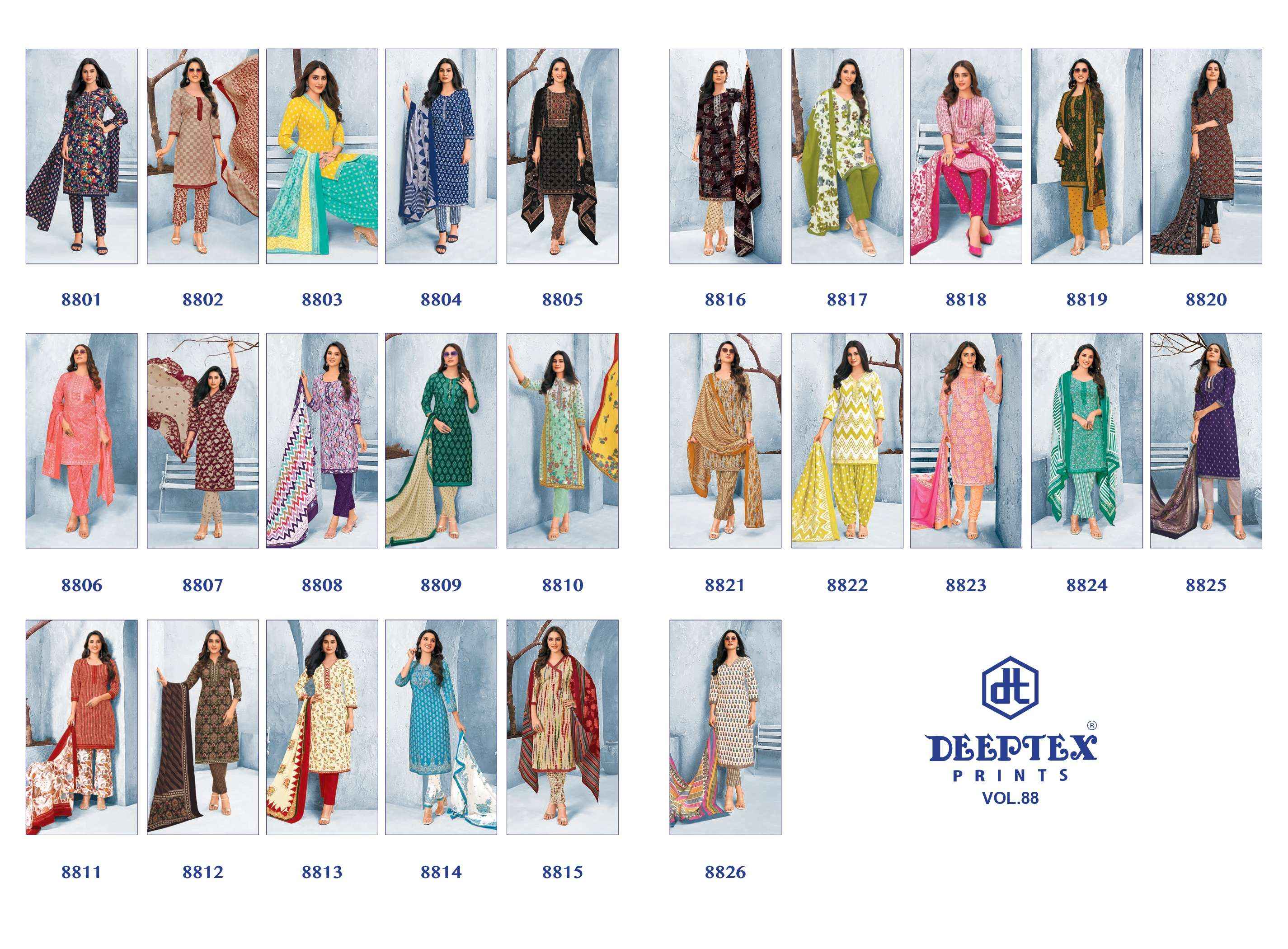 DEEPTEX PRINTS MISS INDIA VOL 88 COTTON DRESS MATERIAL ( 26 PCS CATALOG )