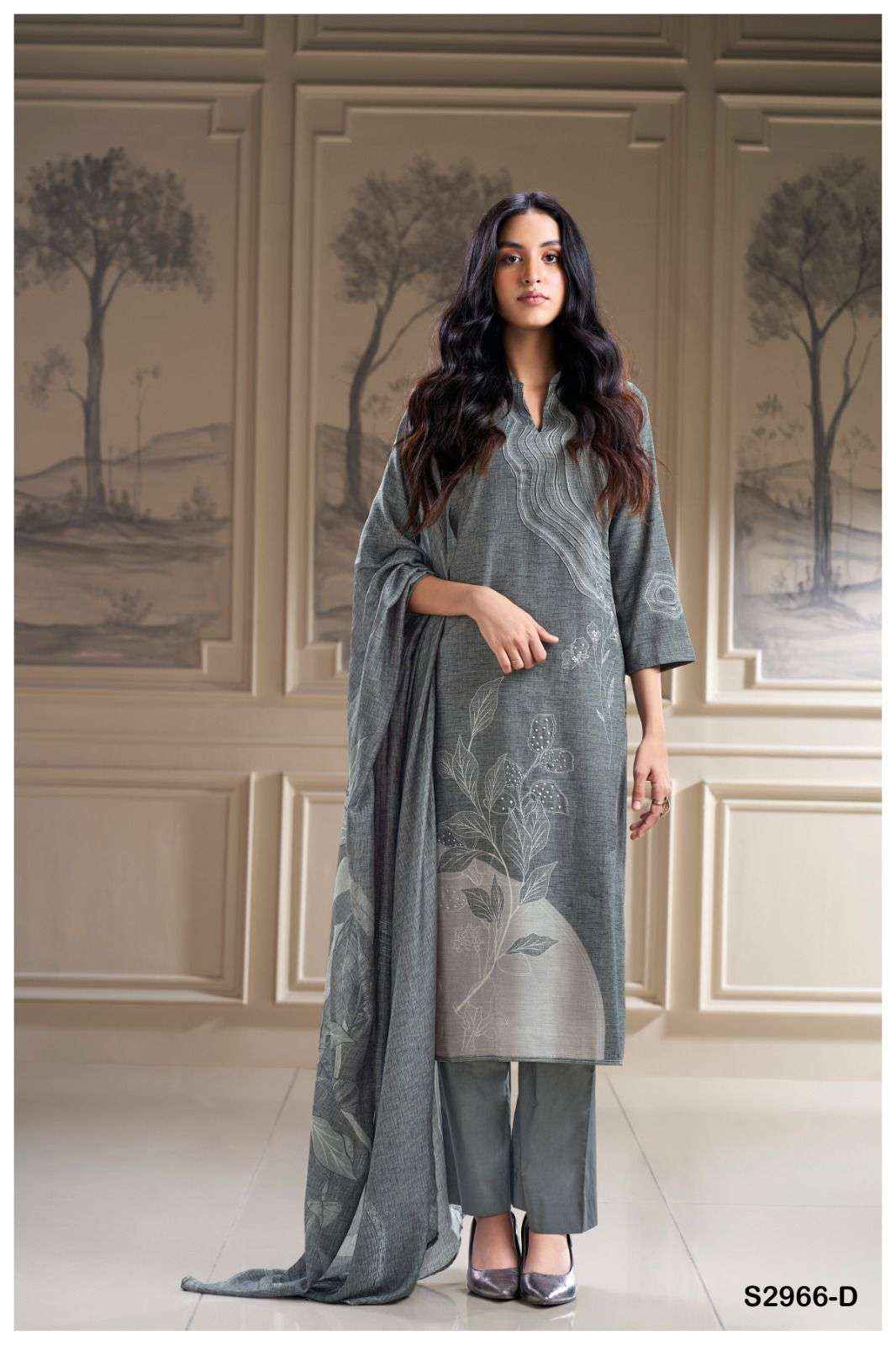 Ganga Fashion Yeong 2966 Woven Pattern Pashmina Suit Exporters