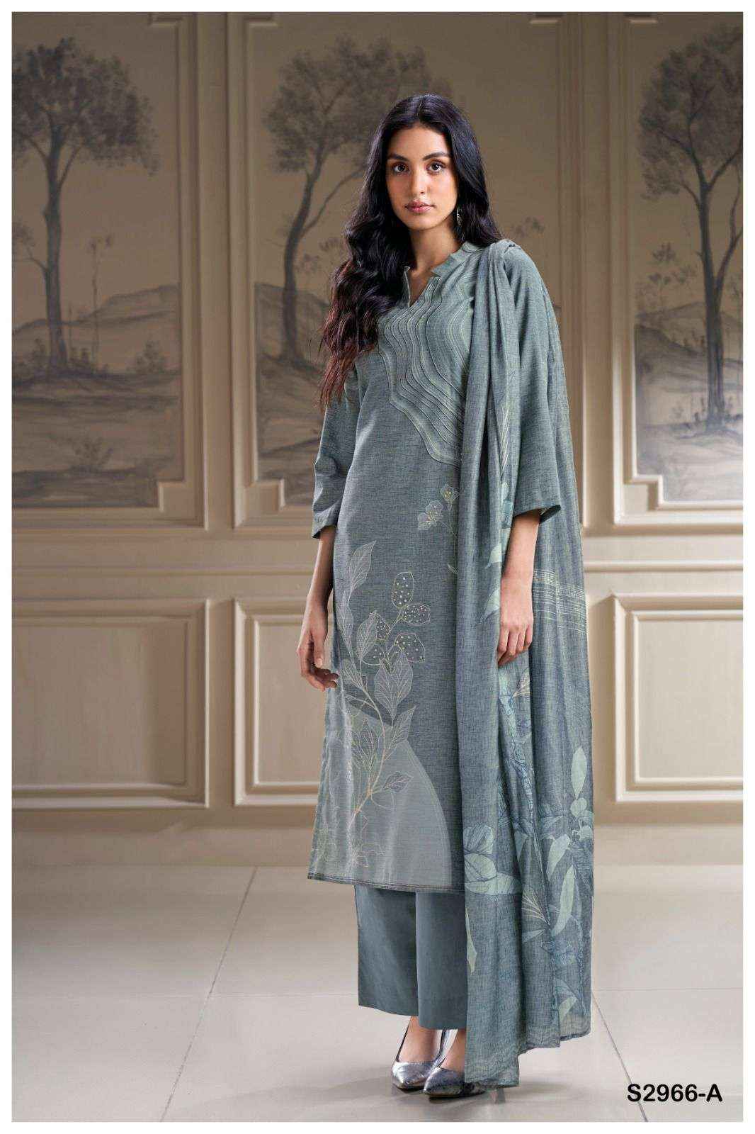 Ganga Fashion Yeong 2966 Woven Pattern Pashmina Suit Exporters