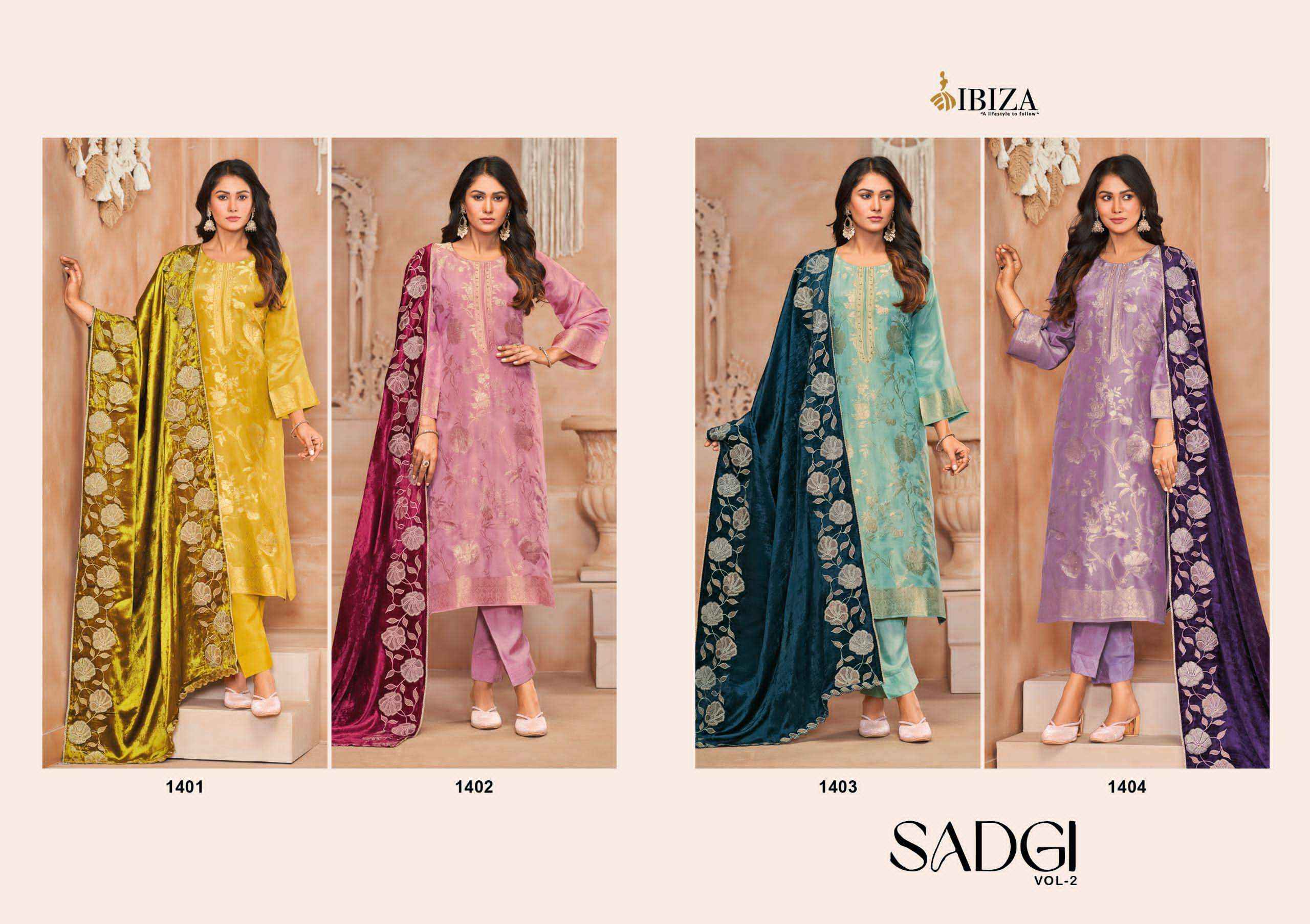 Ibiza Sadgi Vol 2 Designer Jacquard Silk Party Wear Suit Wholesale price (4 pcs catalog )