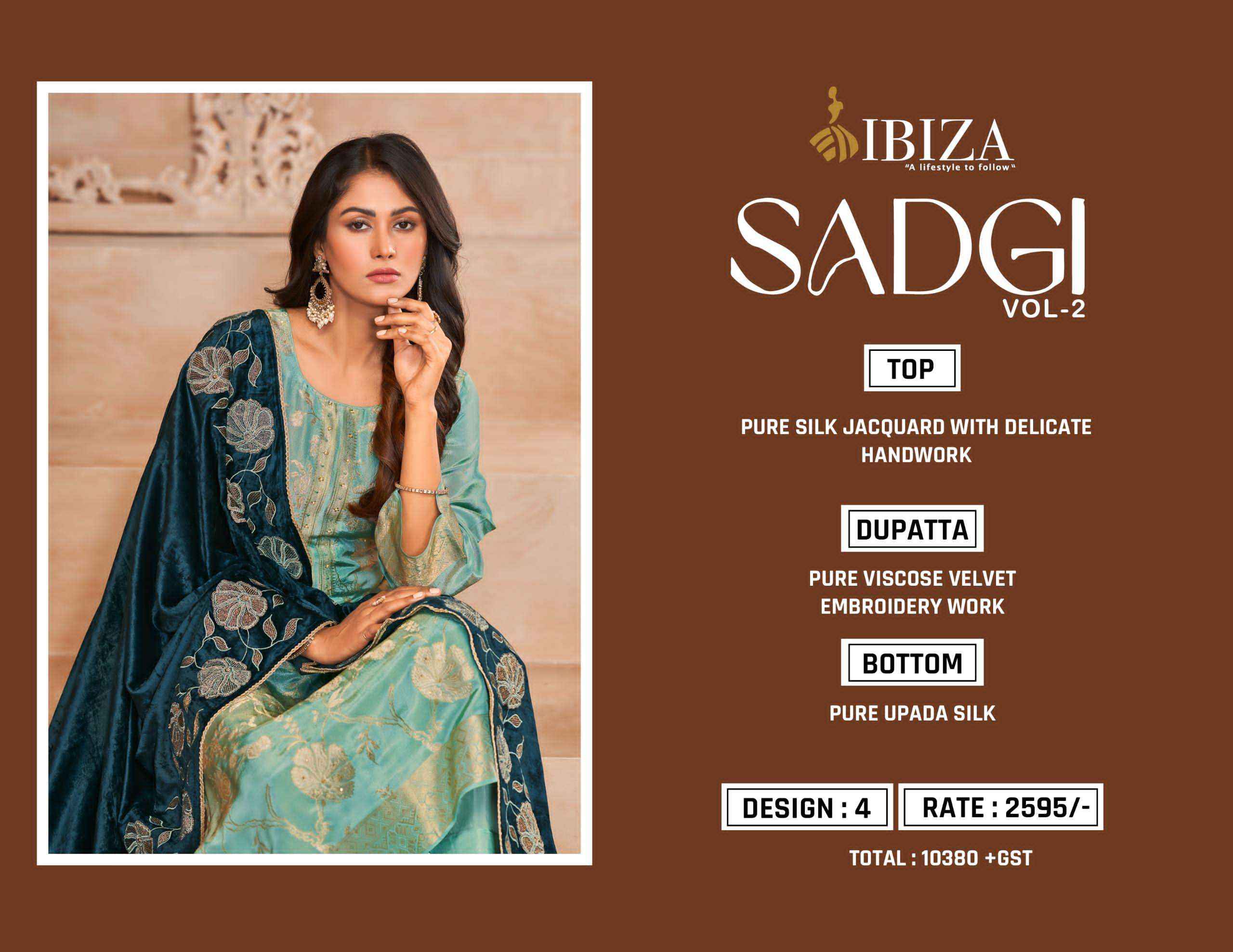 Ibiza Sadgi Vol 2 Designer Jacquard Silk Party Wear Suit Wholesale price (4 pcs catalog )