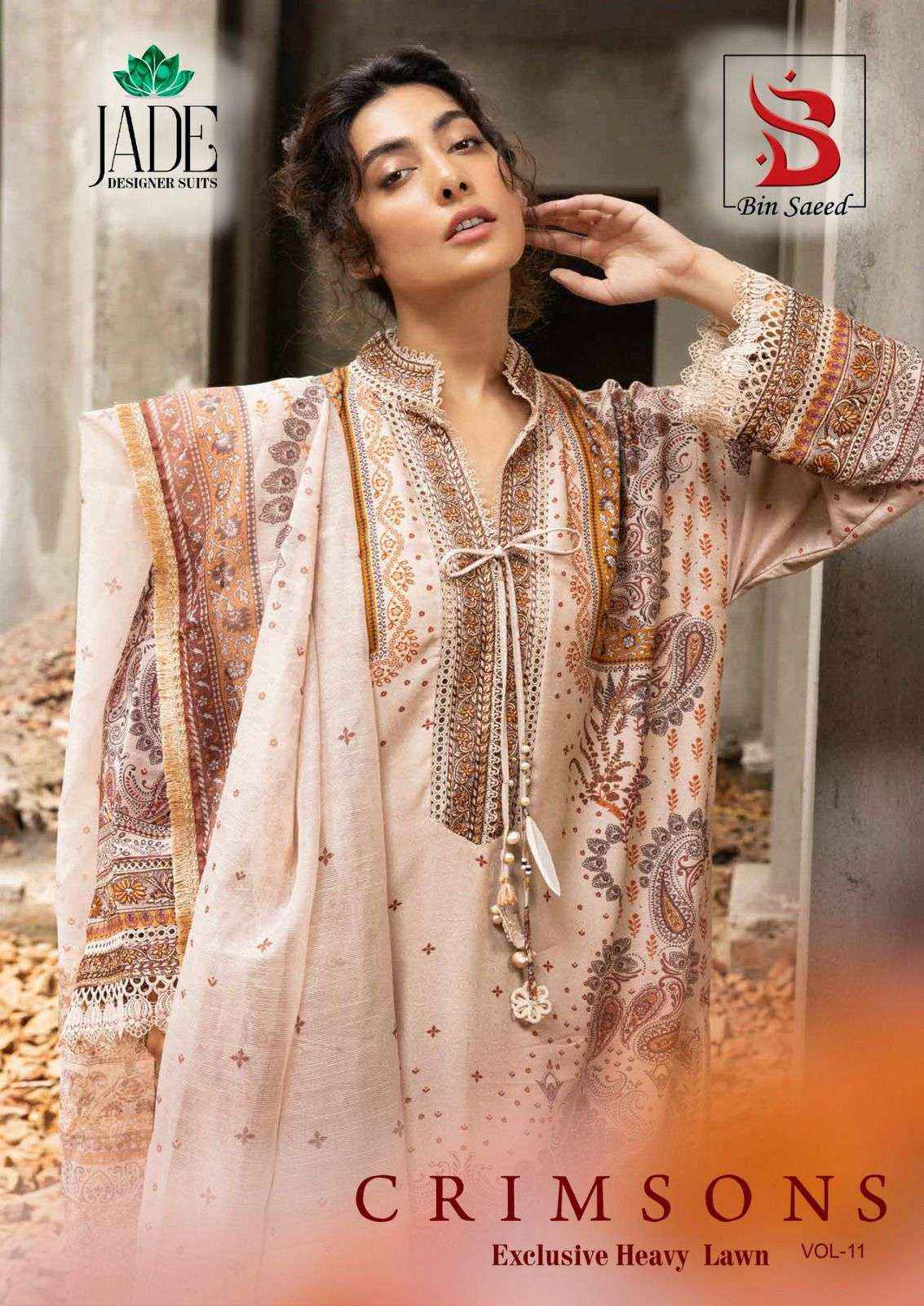 Jade Crimson Exclusive Heavy Lawn Collection Vol 11 Cotton Ladies Dress Material ( 6 pc Cataloge )