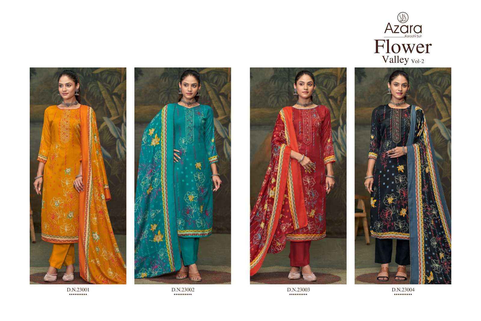 RADHIKA FASHION AZARA FLOWER VALLEY VOL 2 COTTON DRESS MATERIAL ( 4 PCS CATALOG )