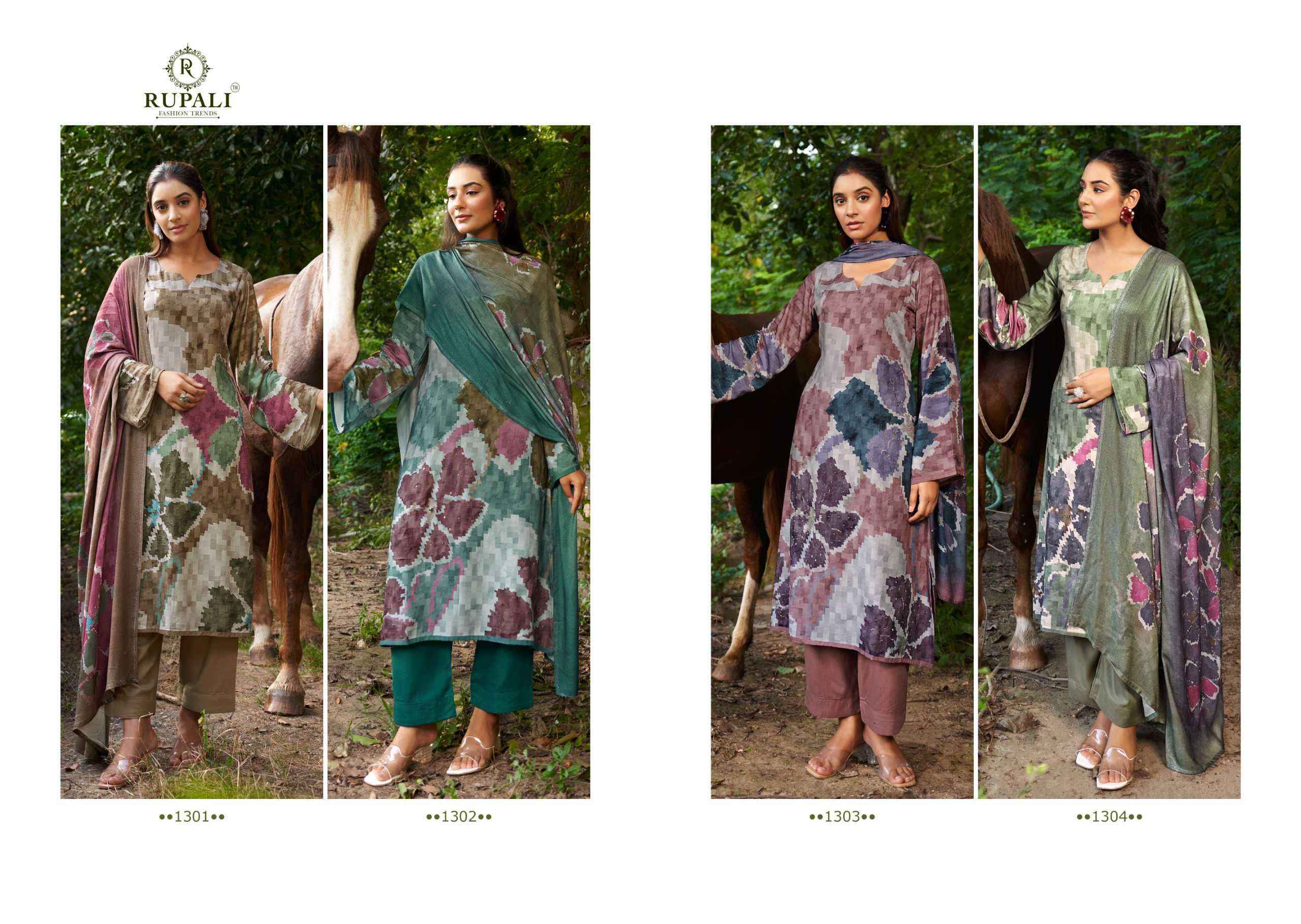 Rupali Fashion Polki Fancy Winter Collection Pashmina Suit wholesale price ( 4 pcs catalog )