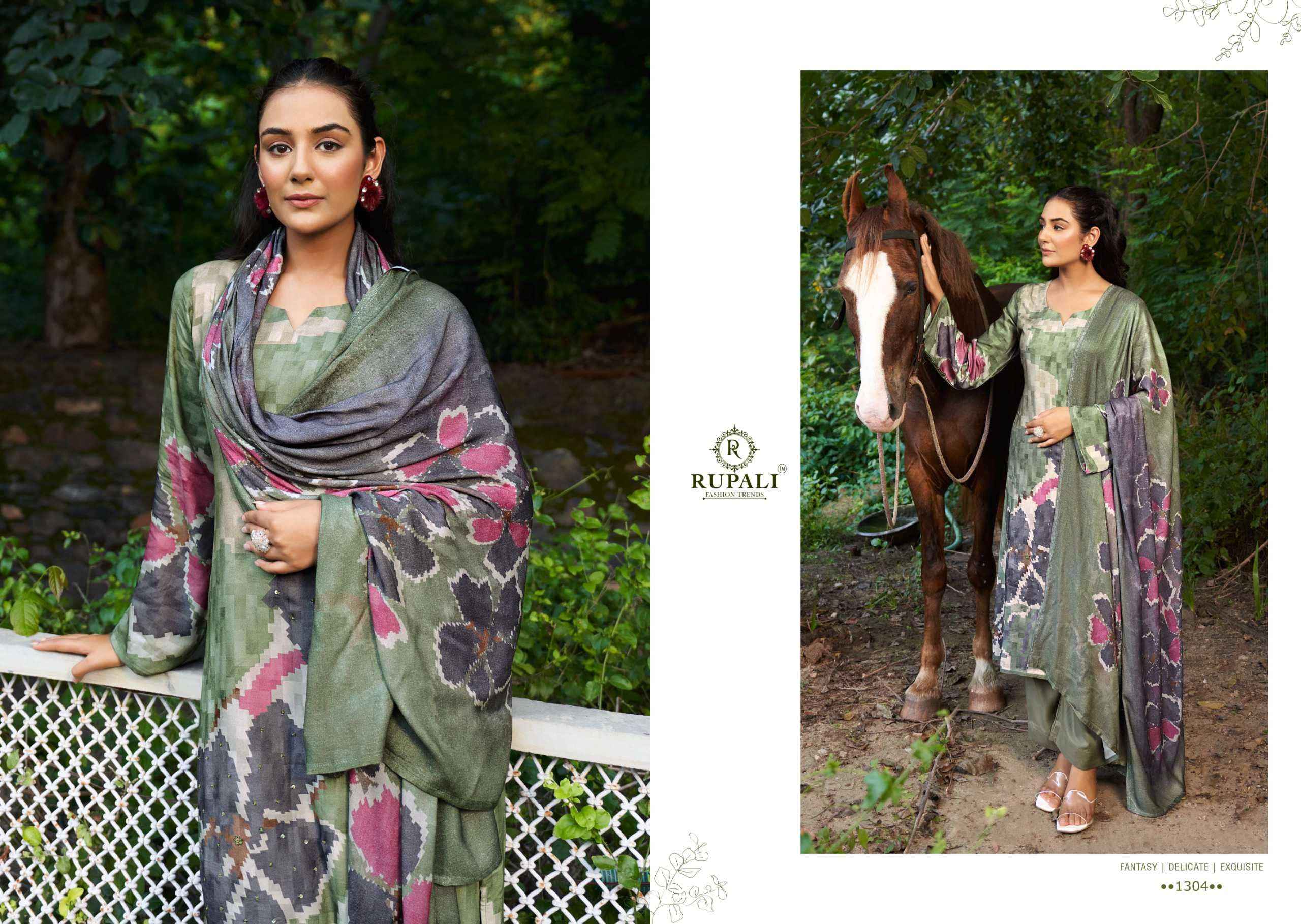 Rupali Fashion Polki Fancy Winter Collection Pashmina Suit wholesale price ( 4 pcs catalog )