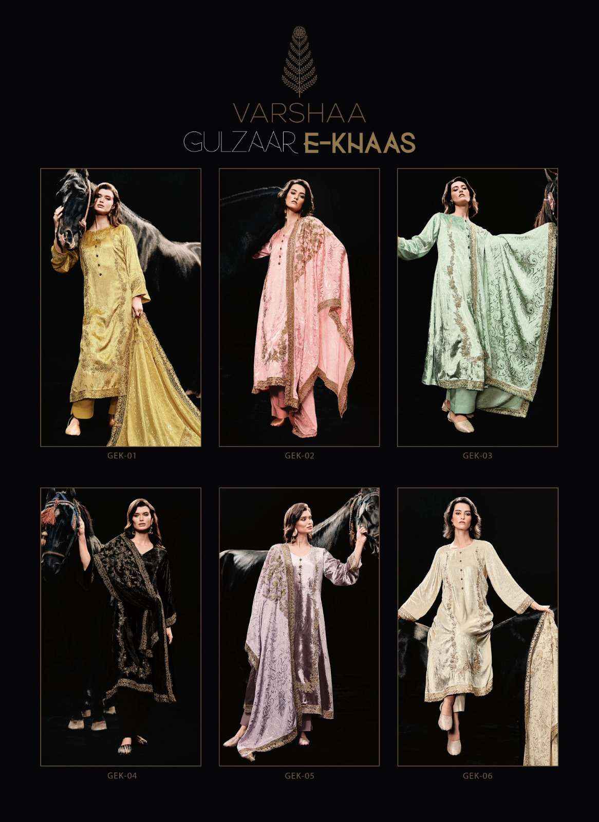 Varsha Gulzaar E Khaas Partywear Velvet salwar kameez Winter Collection wholesale price ( 6 pcs catalog )