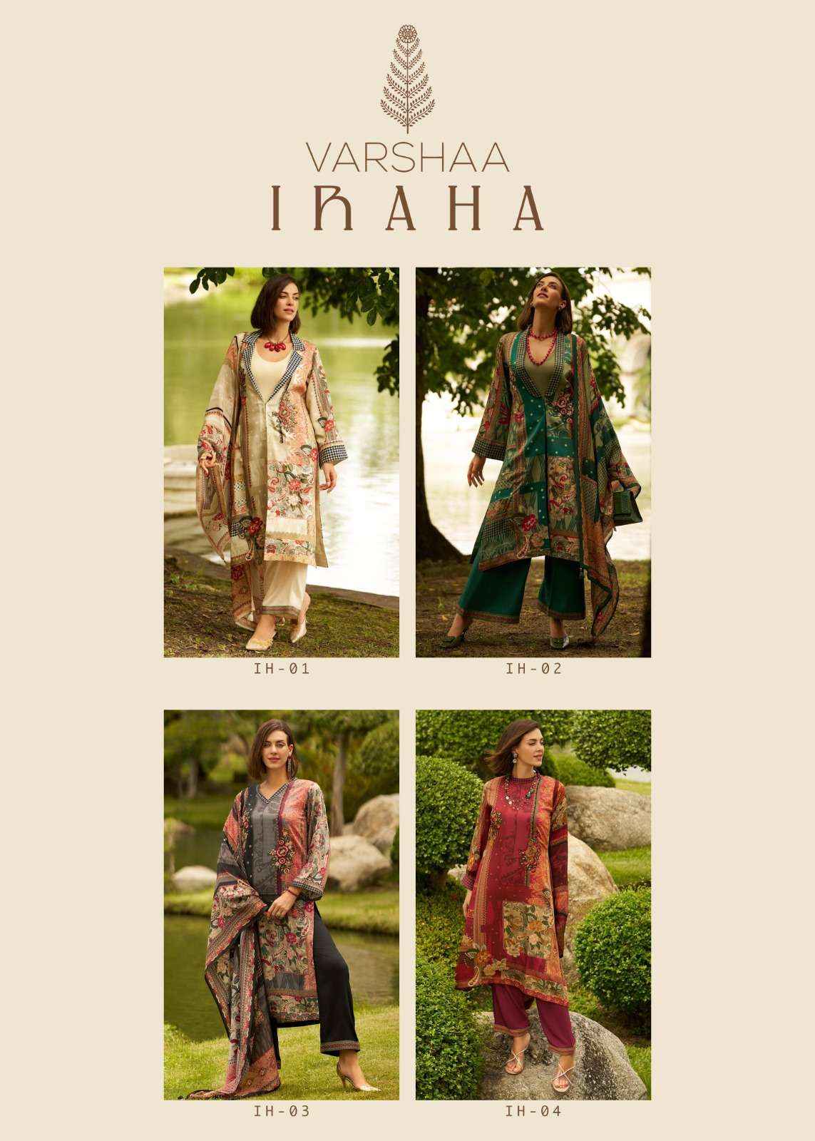 Varsha Iraha Premium Design Pashmina salwar kameez wholesale price ( 4 pcs catalog )