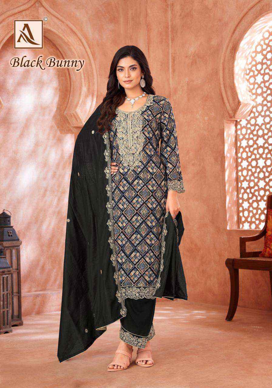 Alok Black Bunny Viscouse Dress Material wholesale price (6 pcs catalog )