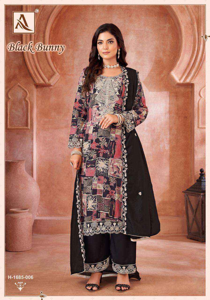 Alok Black Bunny Viscouse Dress Material wholesale price (6 pcs catalog )