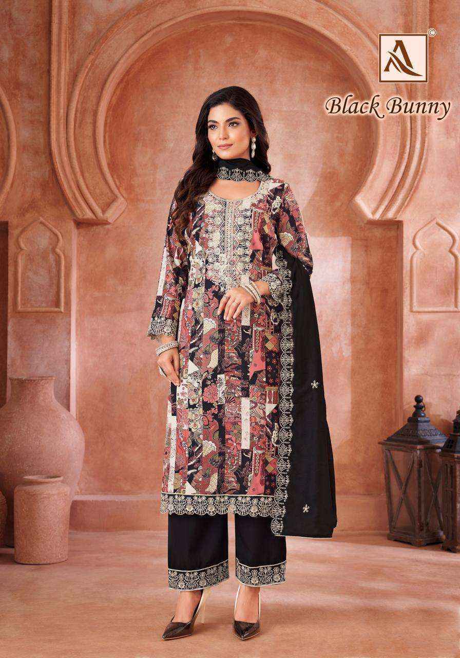 Alok Black Bunny Viscouse Dress Material wholesale price (6 pcs catalog )