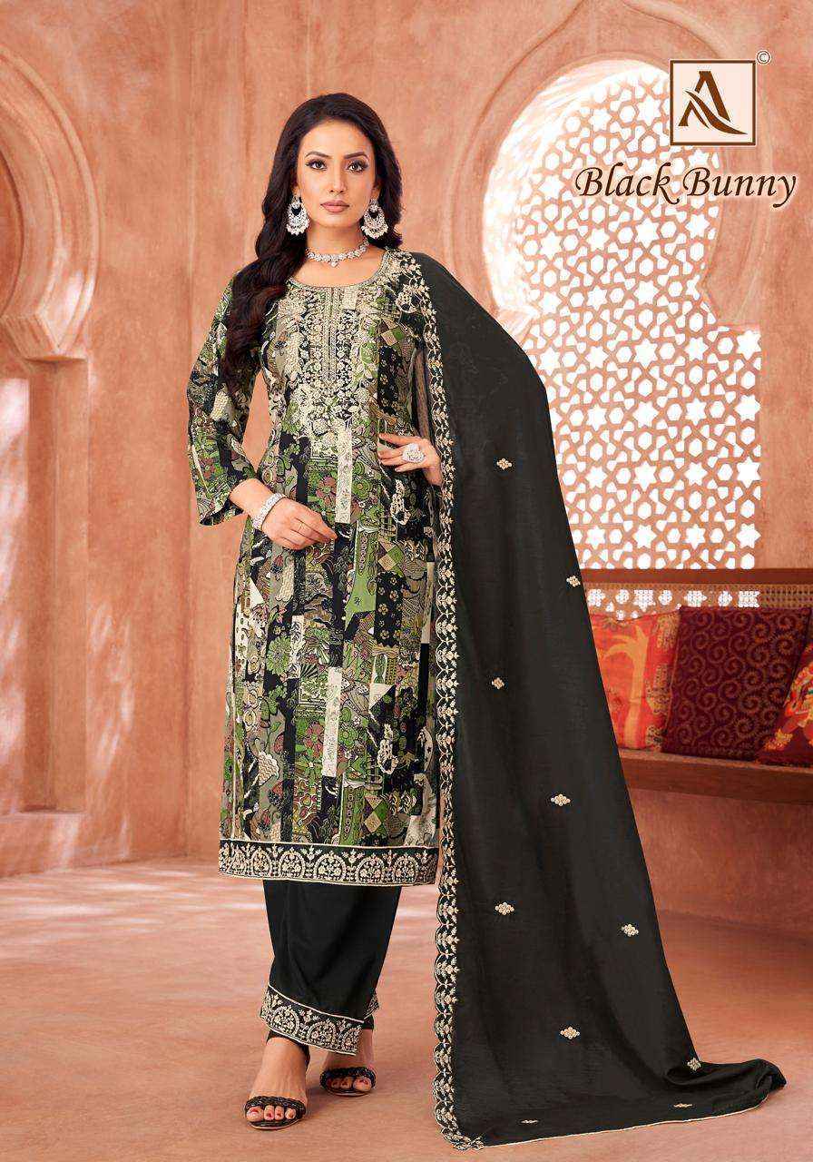 Alok Black Bunny Viscouse Dress Material wholesale price (6 pcs catalog )