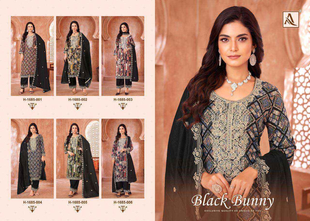 Alok Black Bunny Viscouse Dress Material wholesale price (6 pcs catalog )