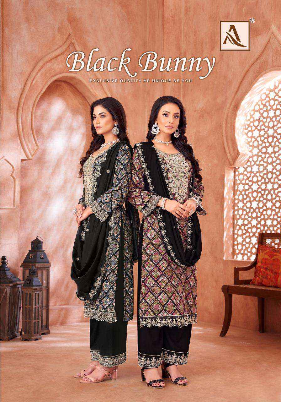 Alok Black Bunny Viscouse Dress Material wholesale price (6 pcs catalog )