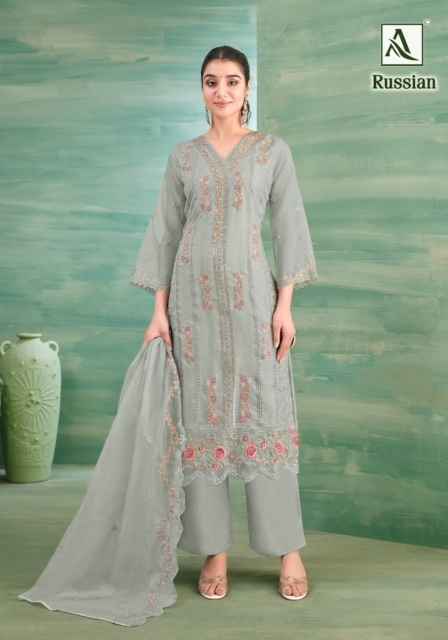 Alok Russian Cotton Dress Material Wholesale Price ( 4 Pcs Catalog )