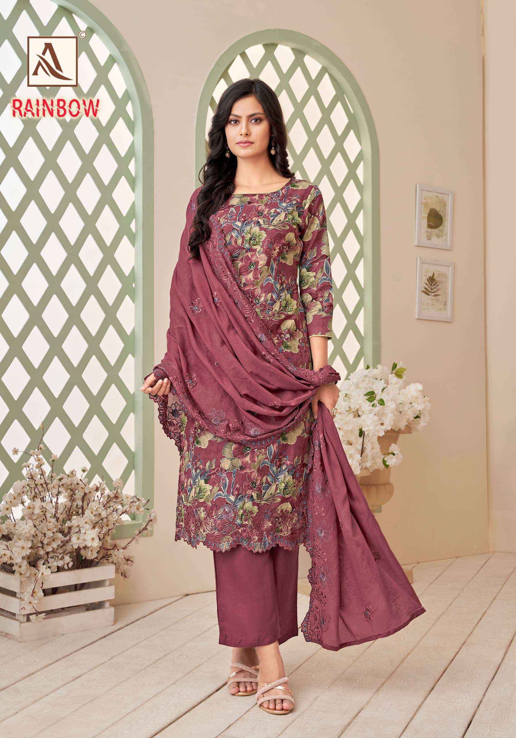 Alok Suit Rainbow Designer Salwar Kameez Wholesale Price ( 6 Pcs Catalog )