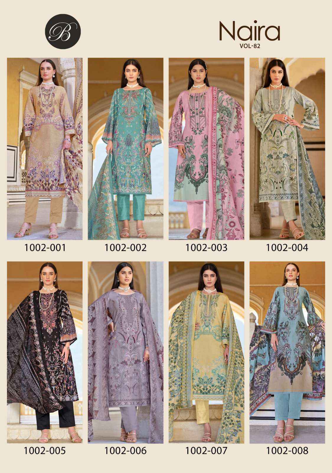 Belliza Designer Naira Vol-82 Cotton Dress Material ( 8 pcs Catalogeue )