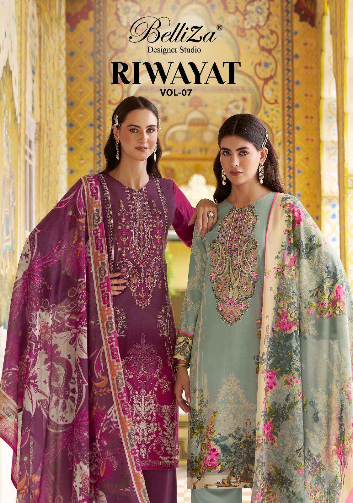 BELLIZA DESIGNER STUDIO RIWAYAT VOL 7 WHOLESALE RAYON DRESS MATERIAL ( 8 PCS CATALOG )