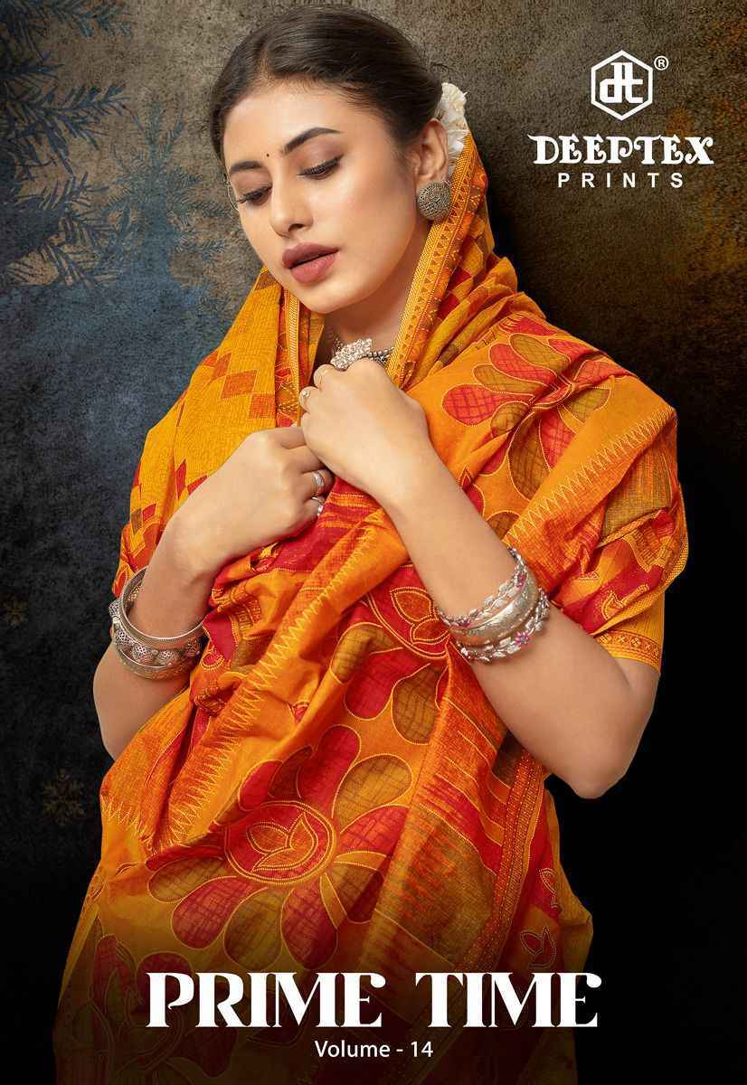 Deeptex Prime Time Vol 14 Cotton Saree Wholesale Price ( 10 pcs catalog )