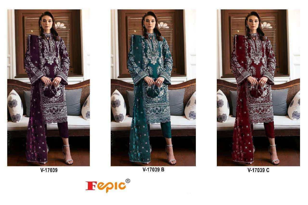 Fepic Rosemeen C 17039 Velvet Dress Material Wholesale Price ( 3 Pcs Catalog )