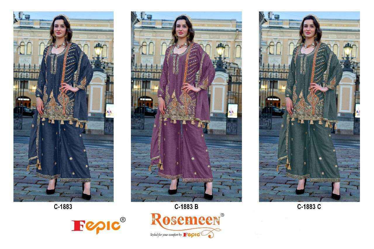 Fepic Rosemeen C 1883 Chinon Dress Material wholesale price ( 3 pcs catalog )