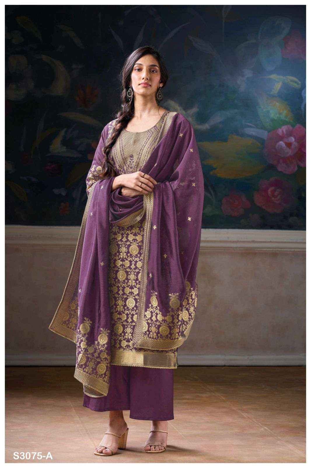 Ganga Fashion Aruna 3075 Fancy Woven Silk Dress Material Wholesale Price (6 Pcs Catalog )