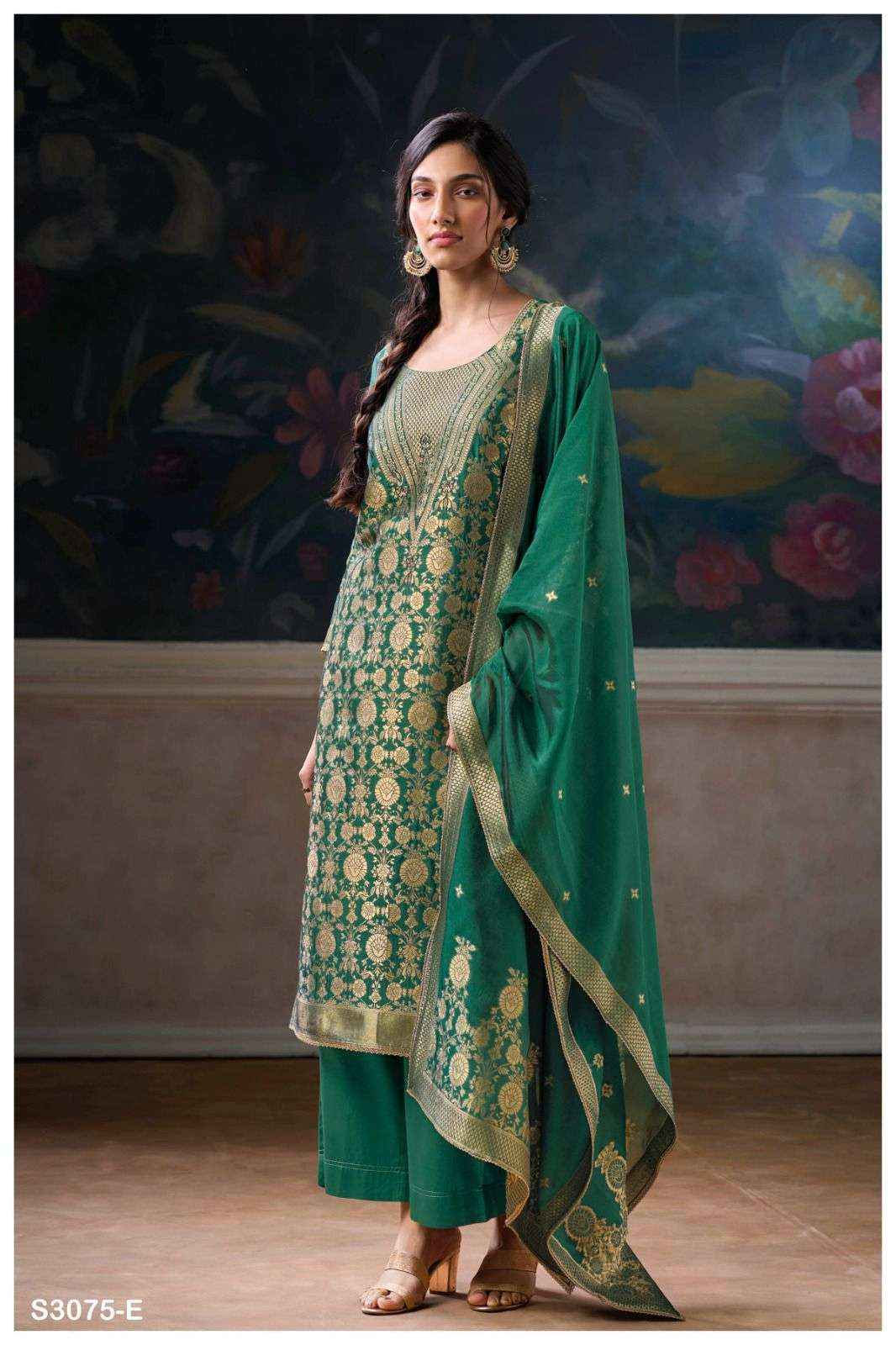 Ganga Fashion Aruna 3075 Fancy Woven Silk Dress Material Wholesale Price (6 Pcs Catalog )