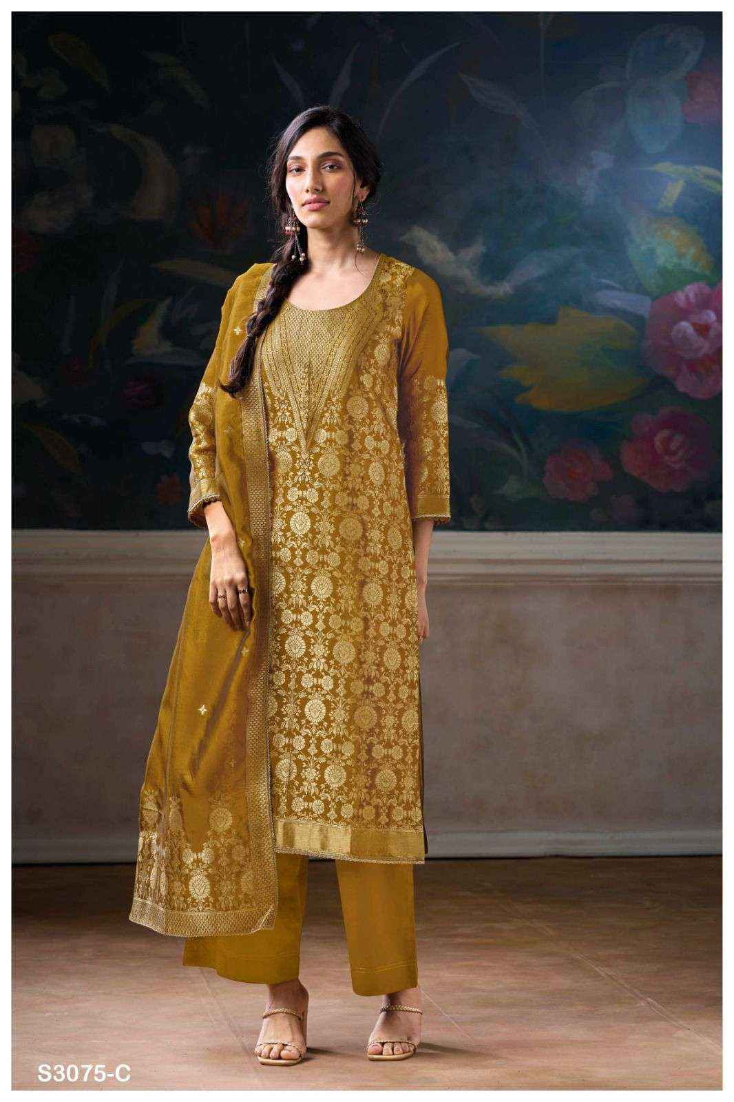 Ganga Fashion Aruna 3075 Fancy Woven Silk Dress Material Wholesale Price (6 Pcs Catalog )