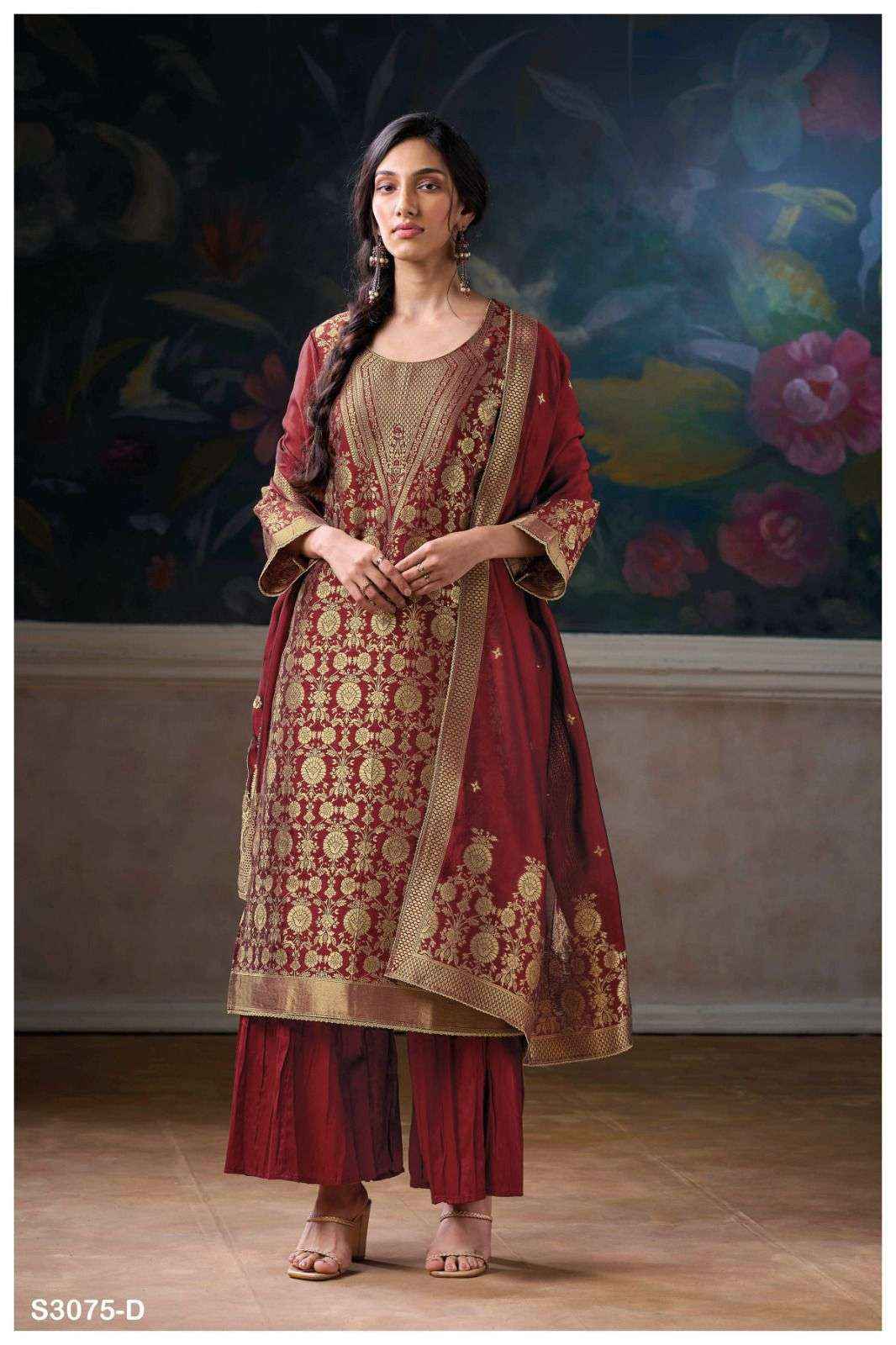 Ganga Fashion Aruna 3075 Fancy Woven Silk Dress Material Wholesale Price (6 Pcs Catalog )