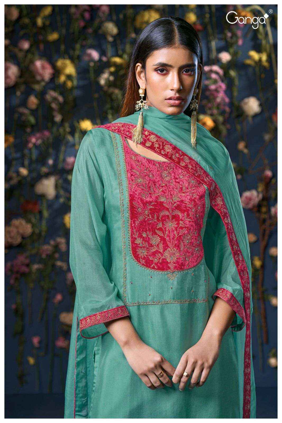 Ganga Pranjal 3096 Bamberg Silk Dress Material Wholesale Price ( 2 Pcs Catalog )