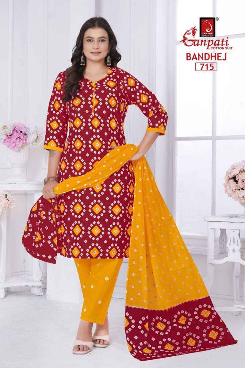 Ganpati Bandhani Vol 7 Readymade Cotton Dress Material Wholesale Price ( 15 Pcs Catalog )