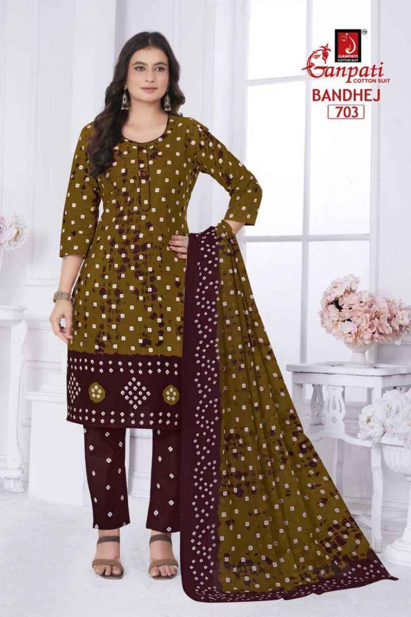 Ganpati Bandhani Vol 7 Readymade Cotton Dress Material Wholesale Price ( 15 Pcs Catalog )