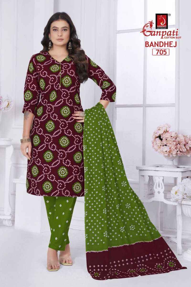 Ganpati Bandhani Vol 7 Readymade Cotton Dress Material Wholesale Price ( 15 Pcs Catalog )