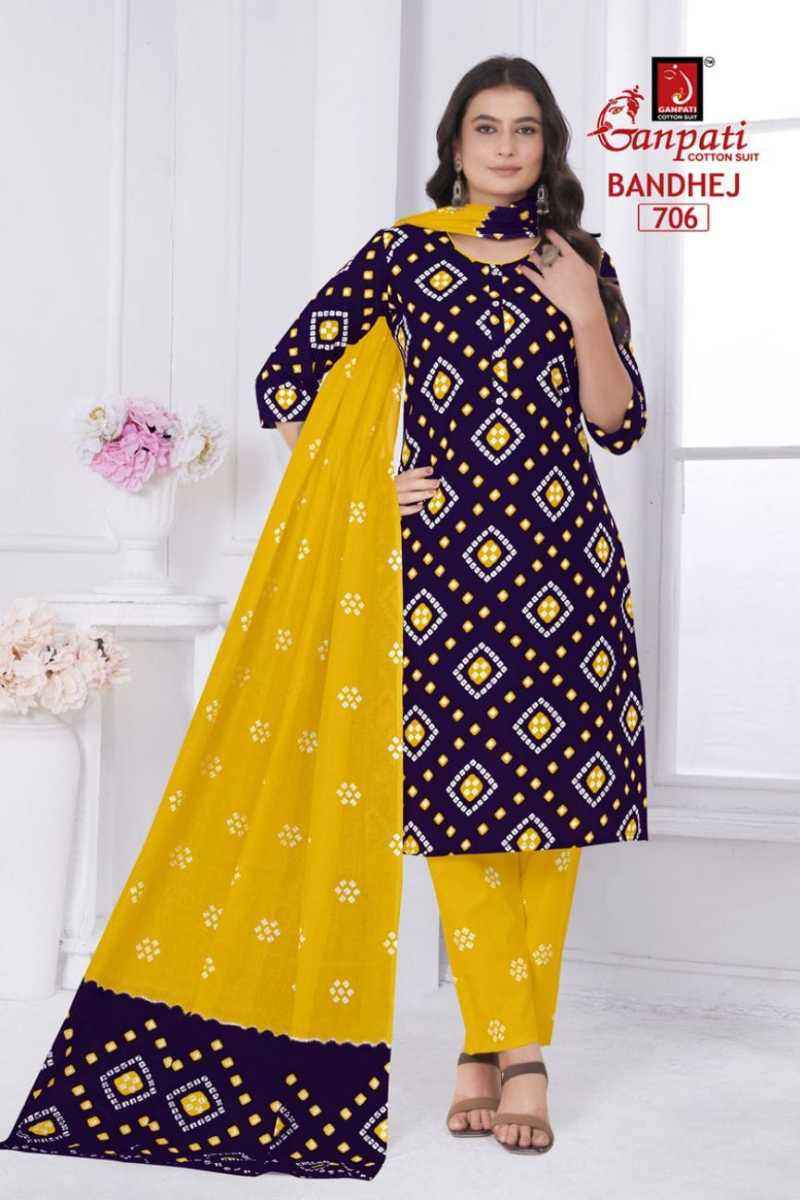 Ganpati Bandhani Vol 7 Readymade Cotton Dress Material Wholesale Price ( 15 Pcs Catalog )