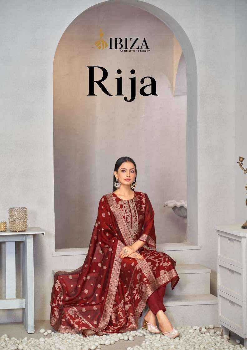 Ibiza Rija Silk Jacquard Dress Material wholesale price ( 4 pcs catalog )