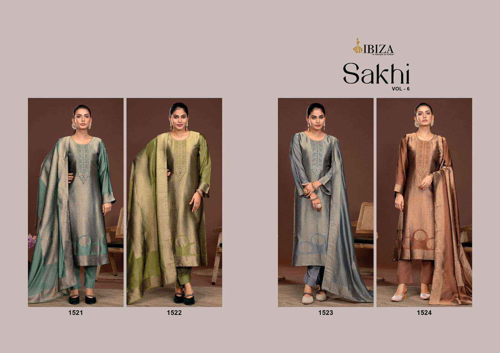 Ibiza Sakhi Silk Vol 6 Silk Jacquard Dress Material Wholesale Price ( 4 Pcs Catalog )