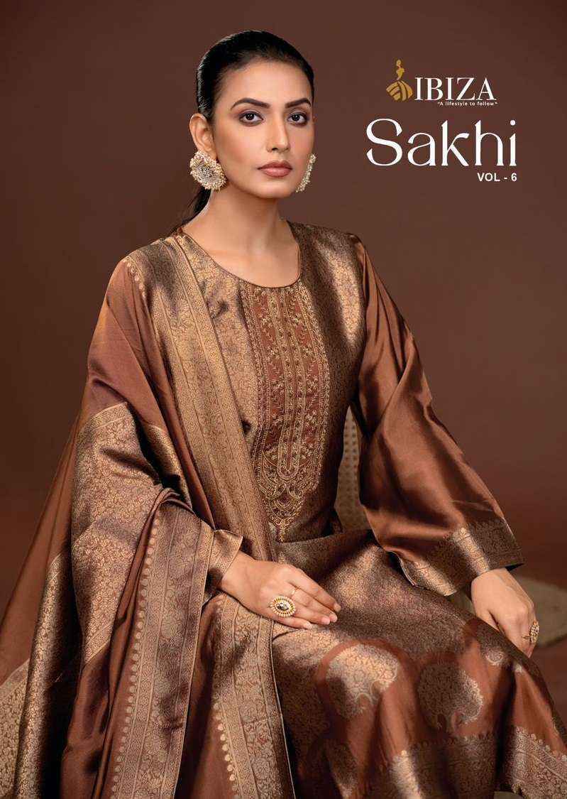 Ibiza Sakhi Silk Vol 6 Silk Jacquard Dress Material Wholesale Price ( 4 Pcs Catalog )