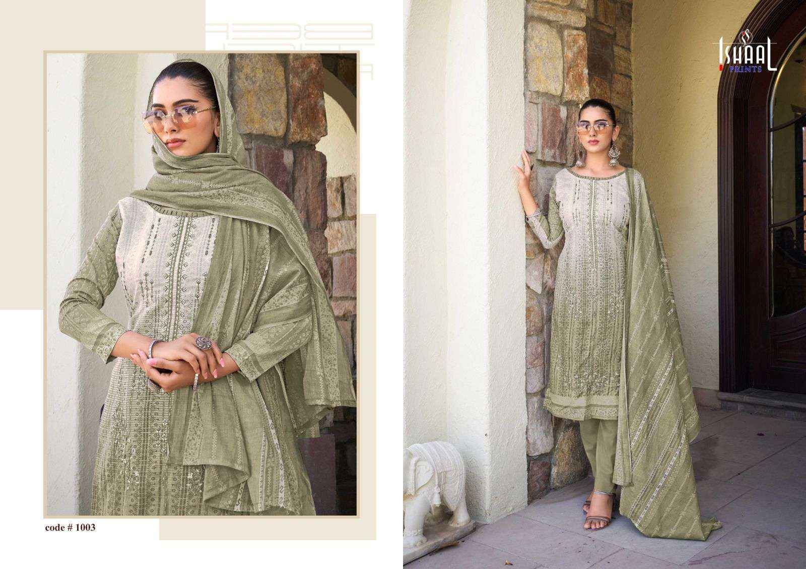 ISHAAL PRINTS EMBROIDERED COMBO 24 LAWN DRESS MATERIAL ( 10 PCS CATALOG )