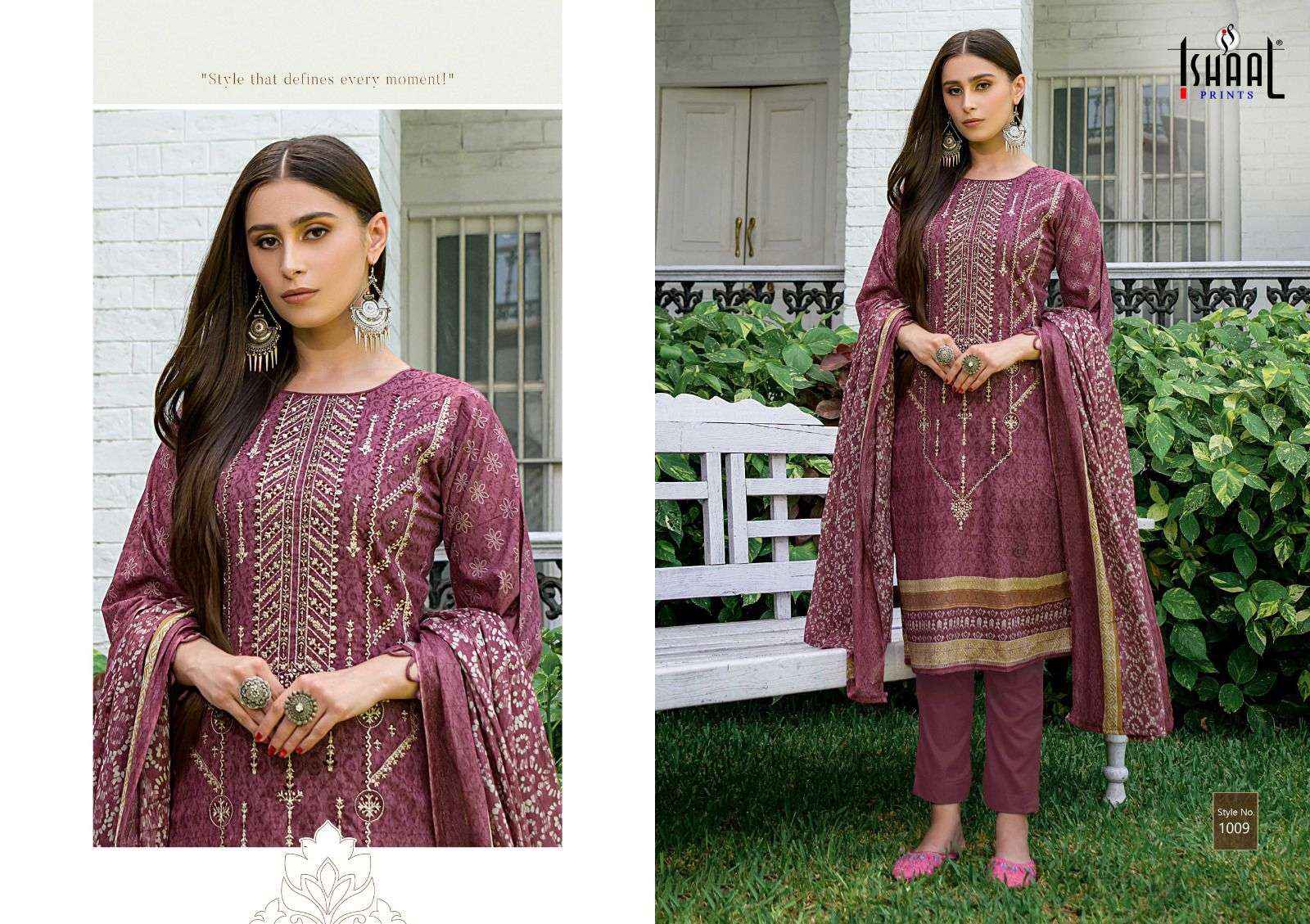 ISHAAL PRINTS EMBROIDERED COMBO 24 LAWN DRESS MATERIAL ( 10 PCS CATALOG )