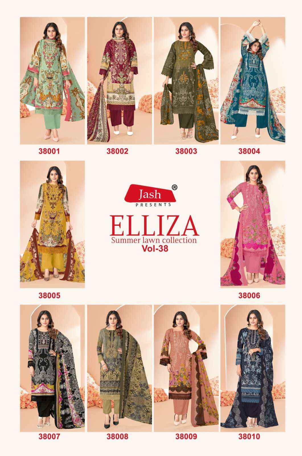 JASH ELLIZA VOL 38 WHOLESALE COTTON DRESS MATERIAL ( 10 PCS CATALOG )