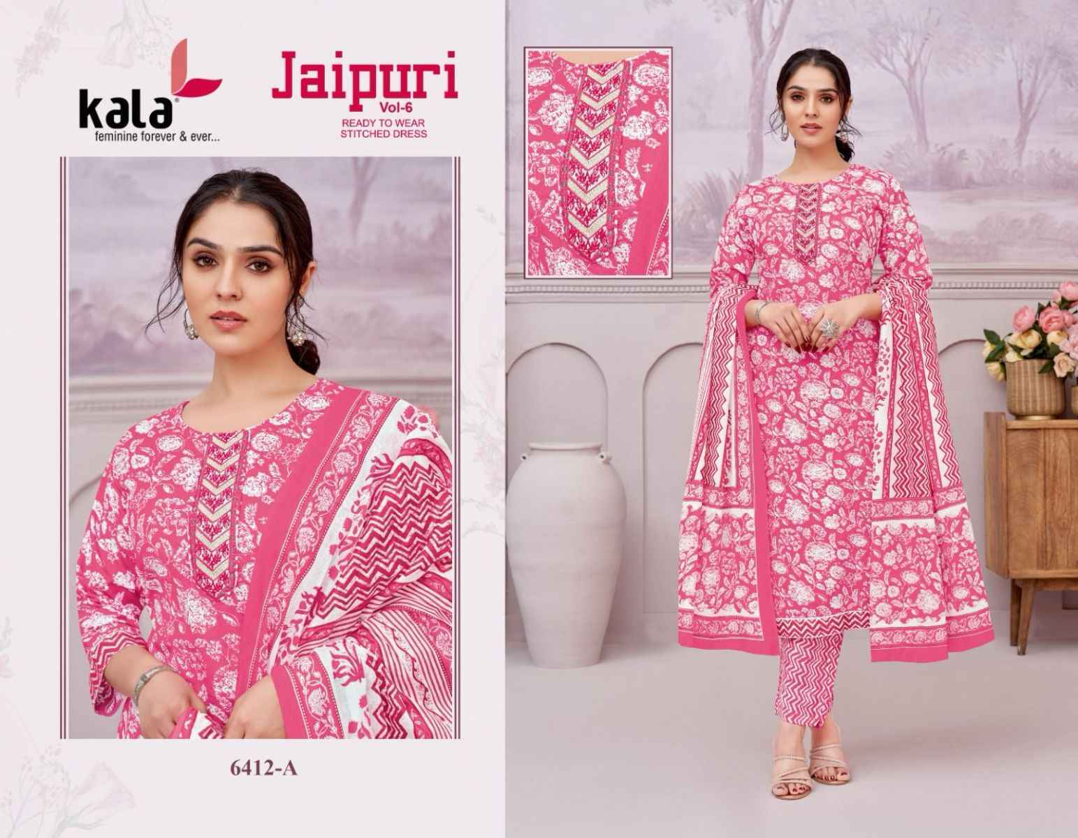 Kala Jaipuri Vol 6 Readymade Cotton Dress material wholesale price (12 pcs catalog )