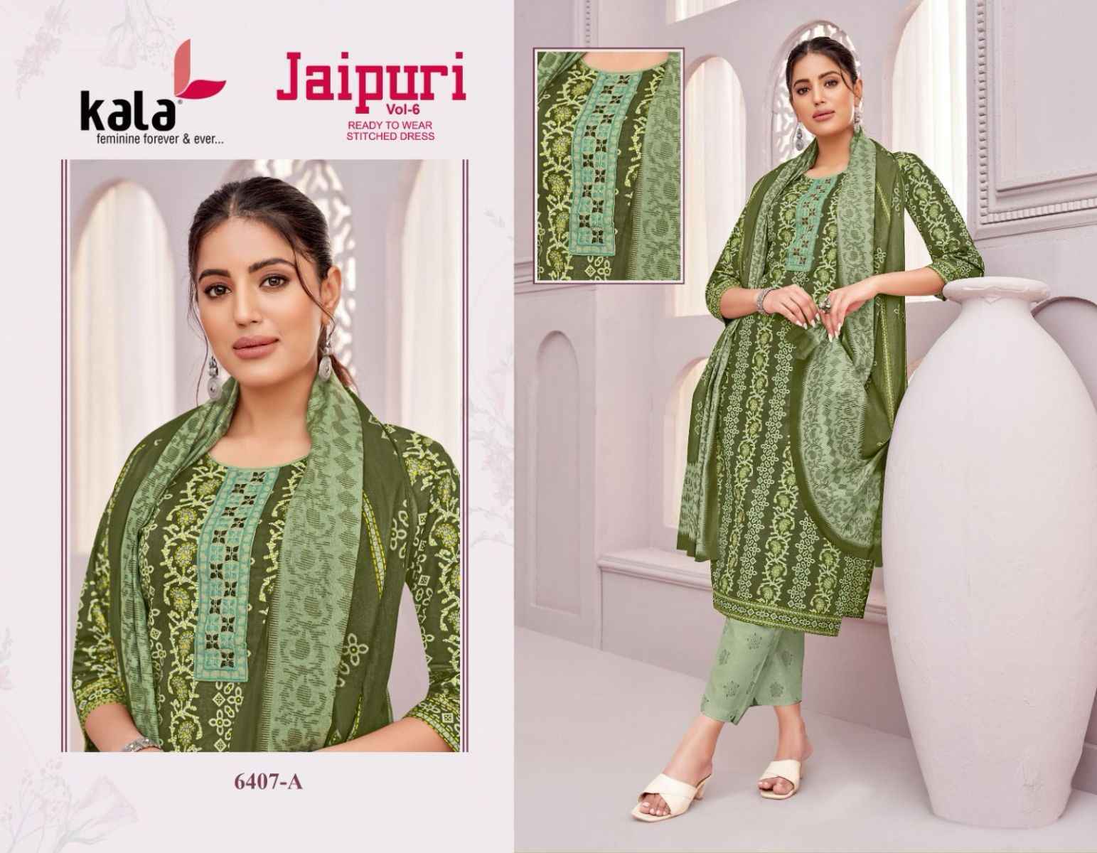 Kala Jaipuri Vol 6 Readymade Cotton Dress material wholesale price (12 pcs catalog )