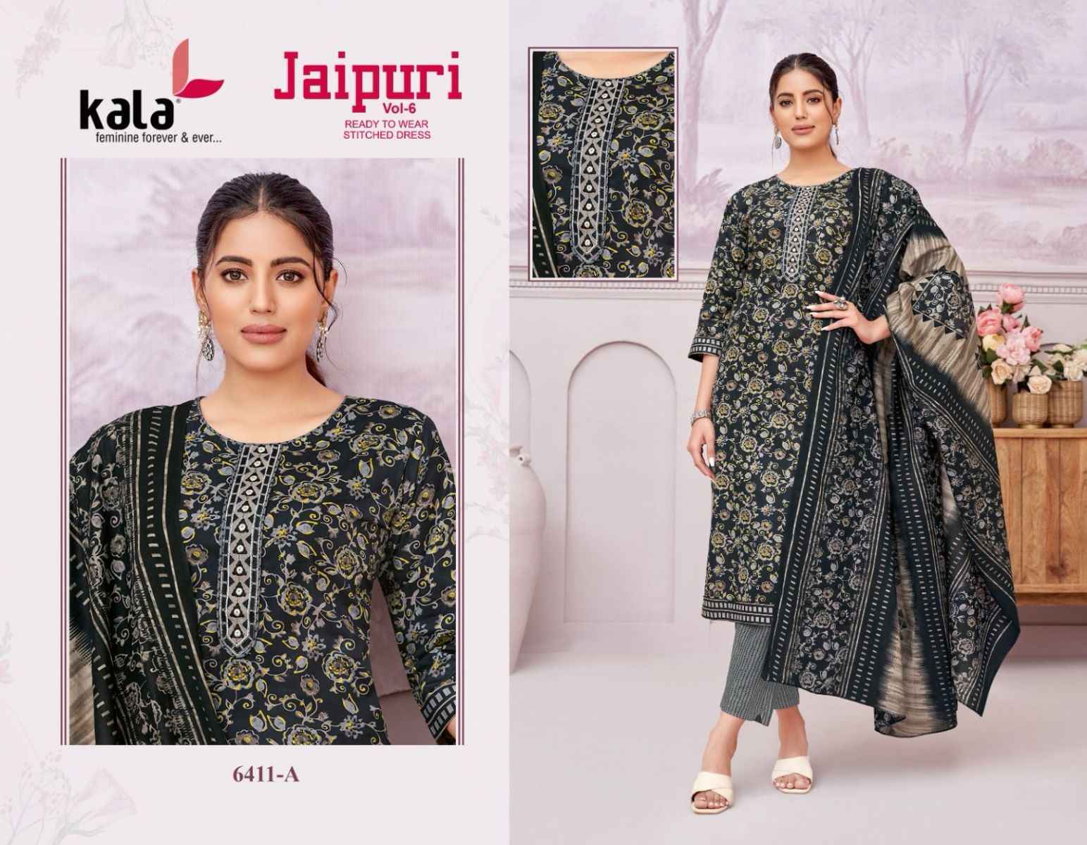 Kala Jaipuri Vol 6 Readymade Cotton Dress material wholesale price (12 pcs catalog )